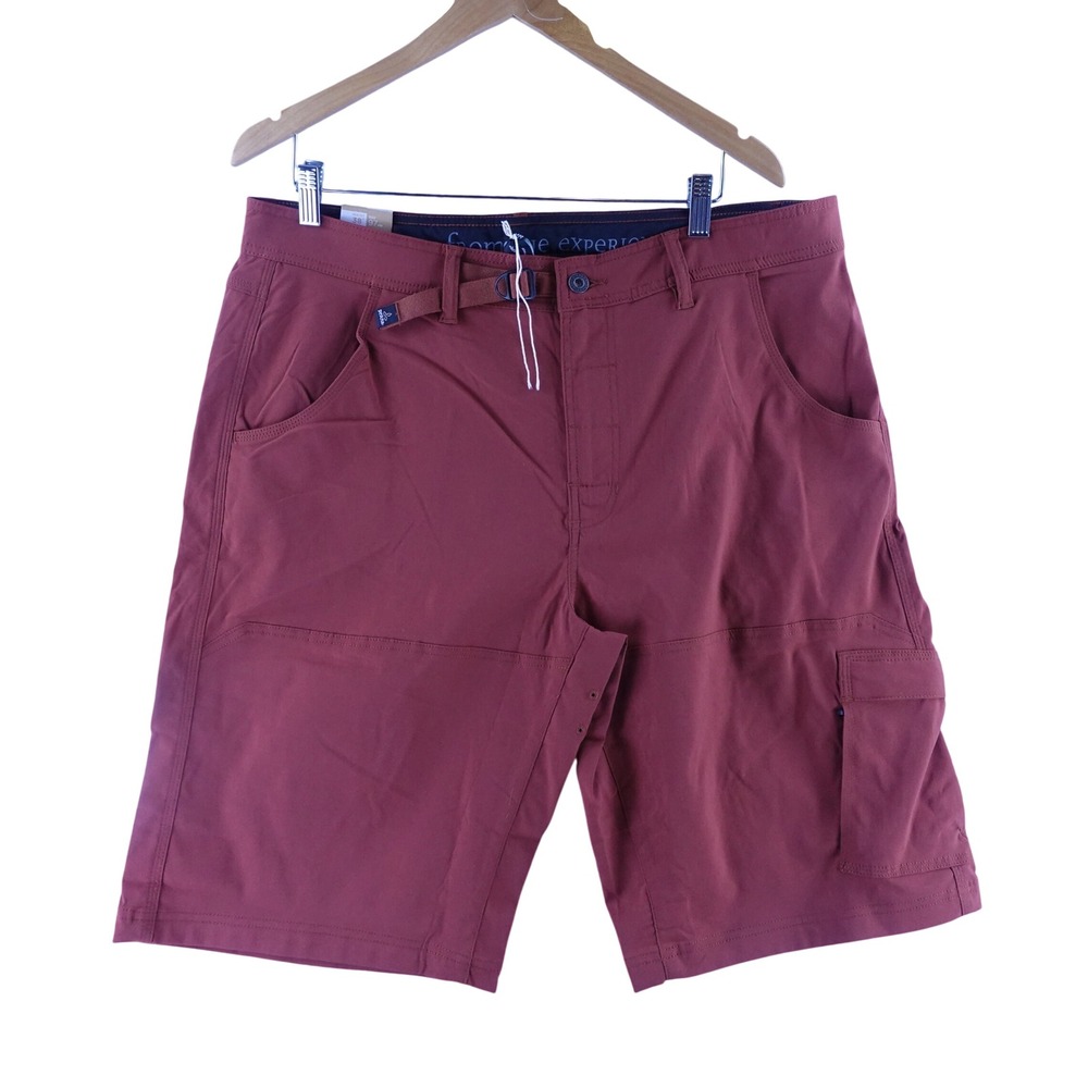 Prana Zion Shorts Mens 38 Rust Orange Hiking Outdoor Cargo Stretch Belted